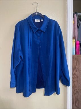 Studio Works Cobalt Blue Button Front Blouse